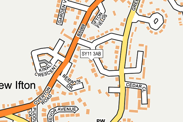 SY11 3AB map - OS OpenMap – Local (Ordnance Survey)