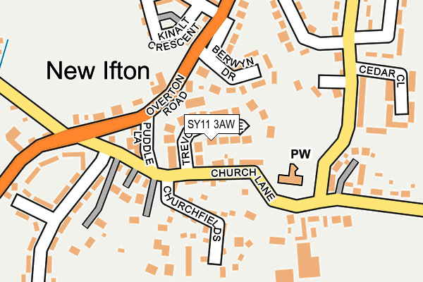 SY11 3AW map - OS OpenMap – Local (Ordnance Survey)