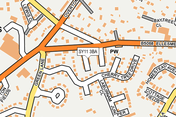 SY11 3BA map - OS OpenMap – Local (Ordnance Survey)