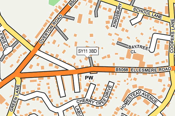 SY11 3BD map - OS OpenMap – Local (Ordnance Survey)