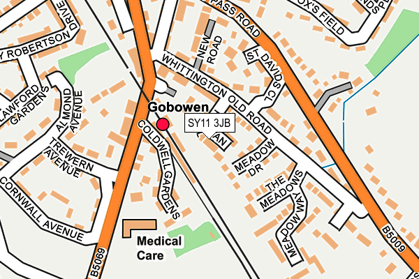 SY11 3JB map - OS OpenMap – Local (Ordnance Survey)