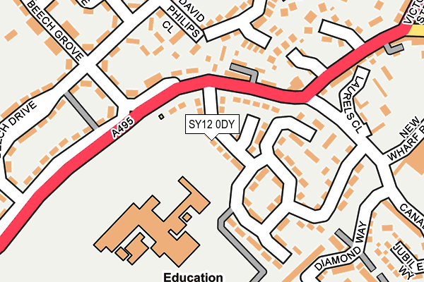 SY12 0DY map - OS OpenMap – Local (Ordnance Survey)