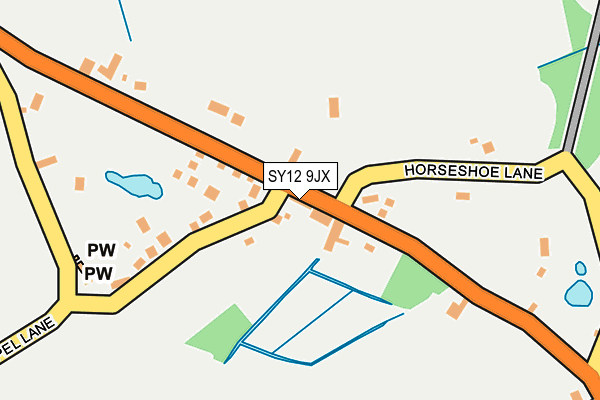 SY12 9JX map - OS OpenMap – Local (Ordnance Survey)
