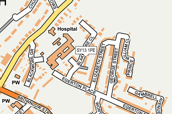 SY13 1PE map - OS OpenMap – Local (Ordnance Survey)