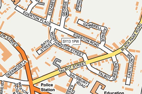 SY13 1PW map - OS OpenMap – Local (Ordnance Survey)