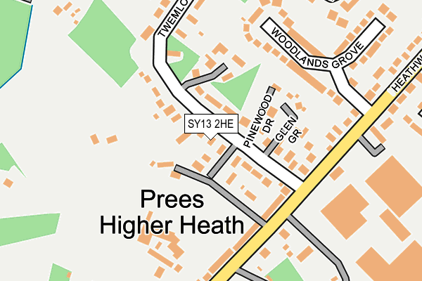 SY13 2HE map - OS OpenMap – Local (Ordnance Survey)