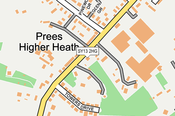 SY13 2HG map - OS OpenMap – Local (Ordnance Survey)