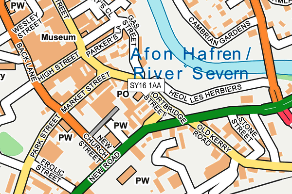 SY16 1AA map - OS OpenMap – Local (Ordnance Survey)