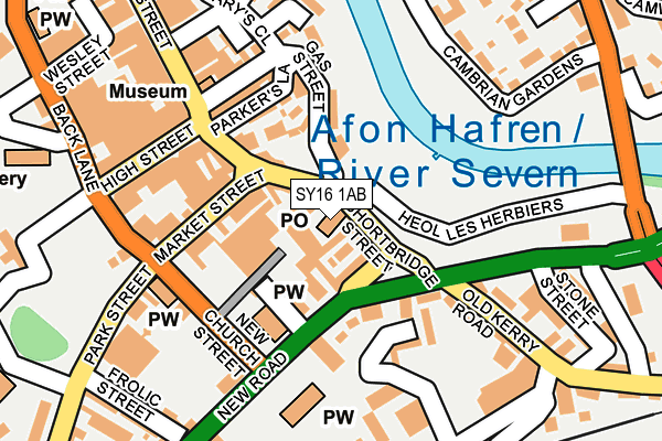 SY16 1AB map - OS OpenMap – Local (Ordnance Survey)