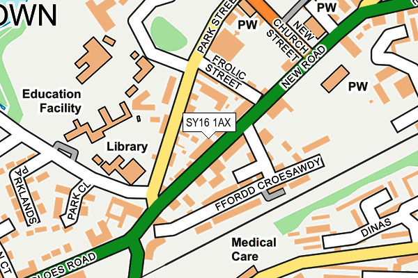 SY16 1AX map - OS OpenMap – Local (Ordnance Survey)