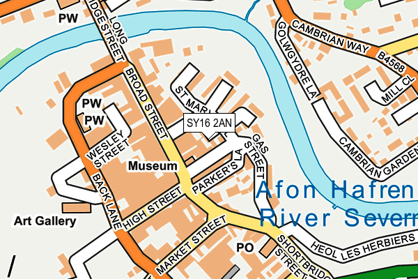 SY16 2AN map - OS OpenMap – Local (Ordnance Survey)