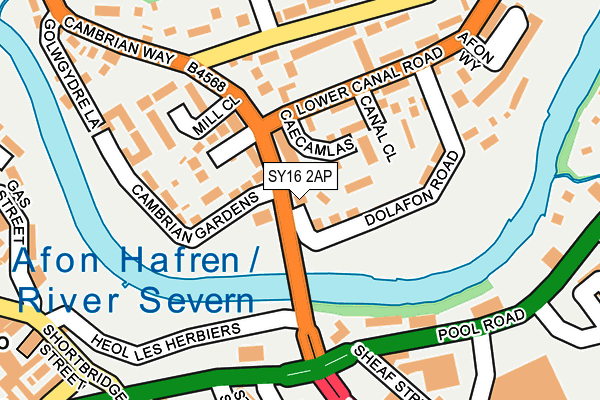 SY16 2AP map - OS OpenMap – Local (Ordnance Survey)