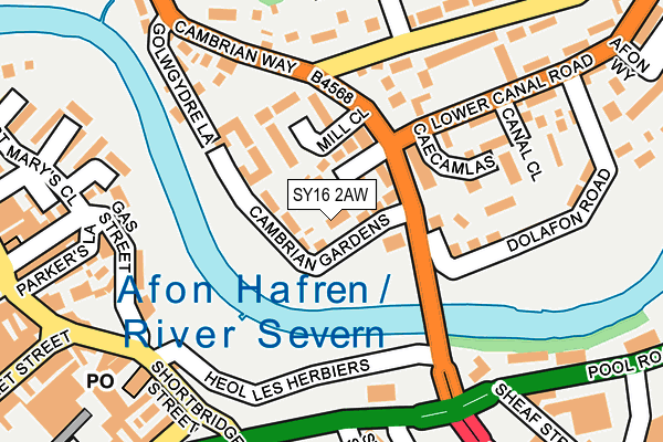 SY16 2AW map - OS OpenMap – Local (Ordnance Survey)