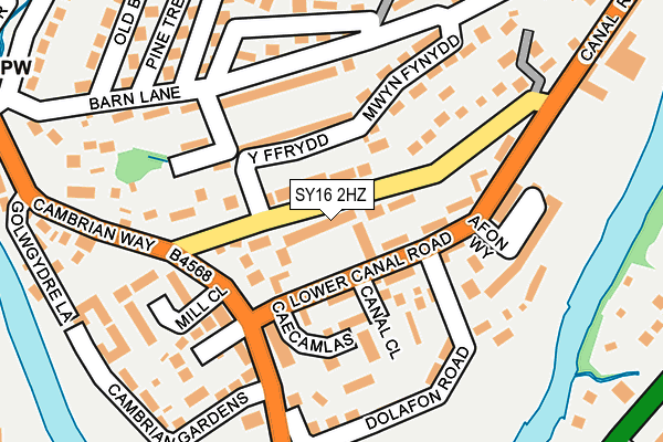 SY16 2HZ map - OS OpenMap – Local (Ordnance Survey)