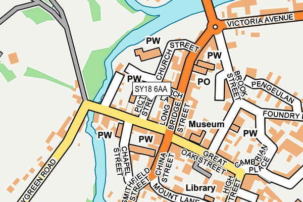 SY18 6AA map - OS OpenMap – Local (Ordnance Survey)