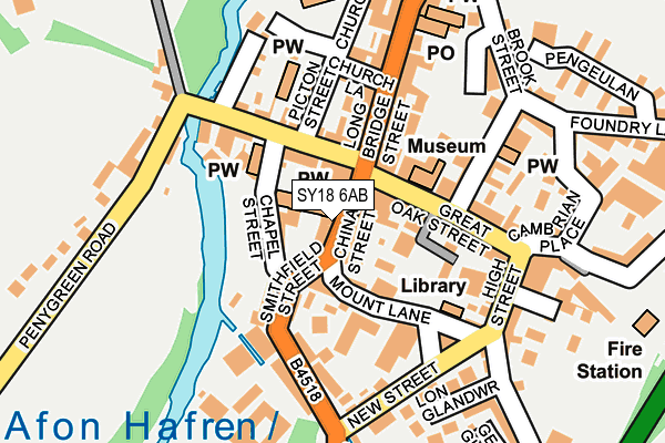 SY18 6AB map - OS OpenMap – Local (Ordnance Survey)