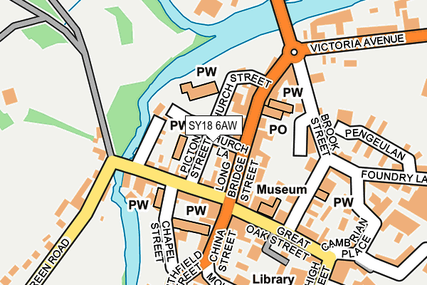 SY18 6AW map - OS OpenMap – Local (Ordnance Survey)