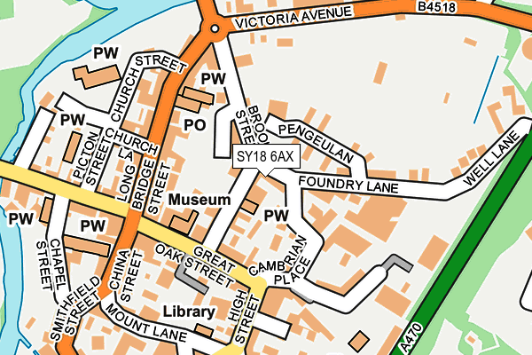 SY18 6AX map - OS OpenMap – Local (Ordnance Survey)