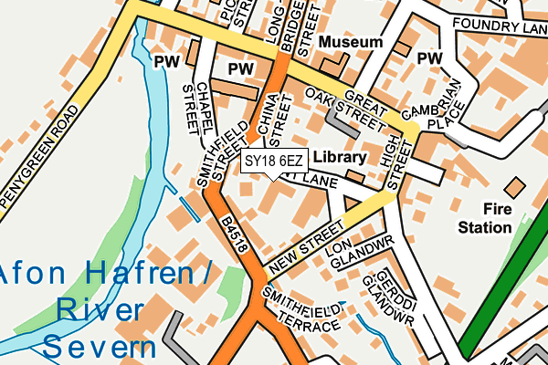 SY18 6EZ map - OS OpenMap – Local (Ordnance Survey)