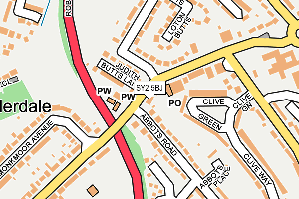 SY2 5BJ map - OS OpenMap – Local (Ordnance Survey)