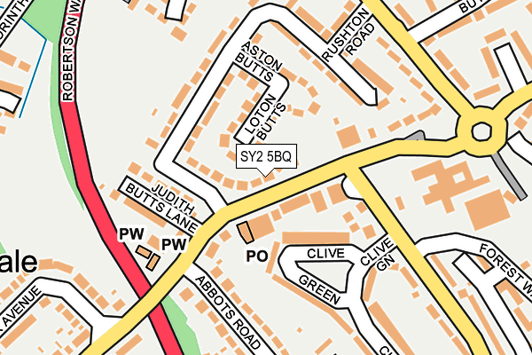 SY2 5BQ map - OS OpenMap – Local (Ordnance Survey)