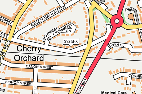 SY2 5HX map - OS OpenMap – Local (Ordnance Survey)