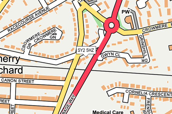 SY2 5HZ map - OS OpenMap – Local (Ordnance Survey)