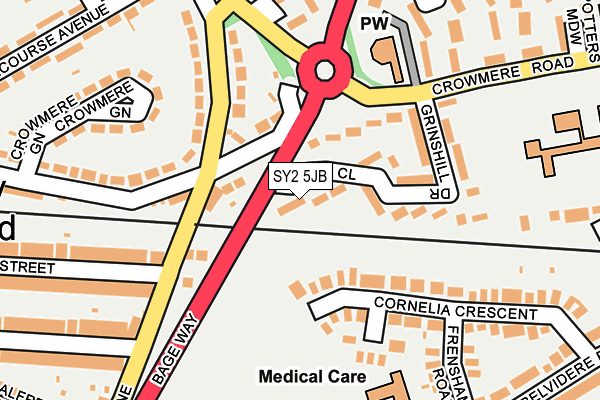 SY2 5JB map - OS OpenMap – Local (Ordnance Survey)