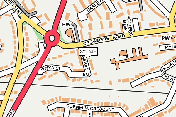 SY2 5JE map - OS OpenMap – Local (Ordnance Survey)