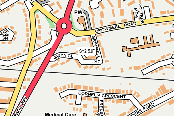 SY2 5JF map - OS OpenMap – Local (Ordnance Survey)