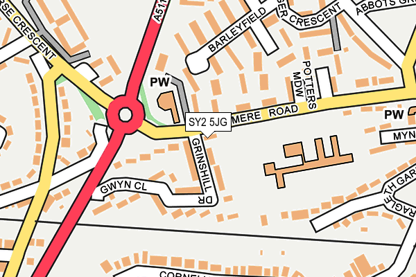 SY2 5JG map - OS OpenMap – Local (Ordnance Survey)