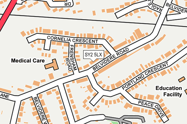 SY2 5LX map - OS OpenMap – Local (Ordnance Survey)