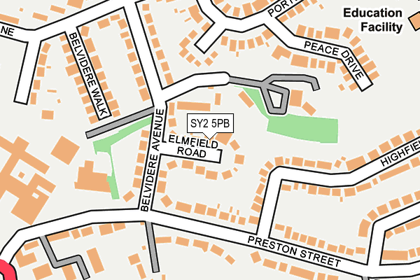 SY2 5PB map - OS OpenMap – Local (Ordnance Survey)