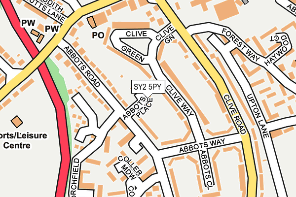 SY2 5PY map - OS OpenMap – Local (Ordnance Survey)