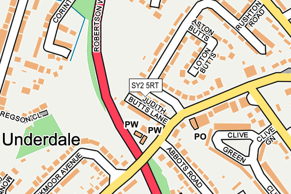 SY2 5RT map - OS OpenMap – Local (Ordnance Survey)