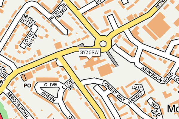 SY2 5RW map - OS OpenMap – Local (Ordnance Survey)