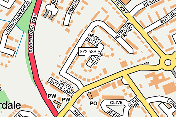 SY2 5SB map - OS OpenMap – Local (Ordnance Survey)