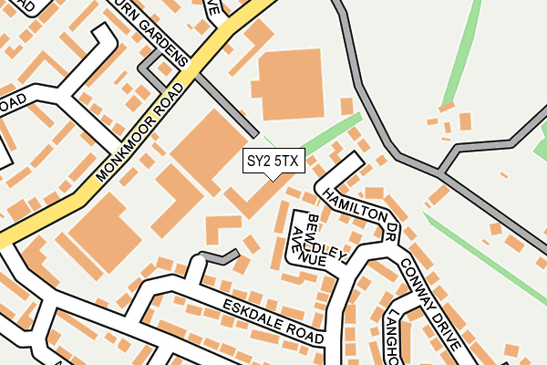 SY2 5TX map - OS OpenMap – Local (Ordnance Survey)