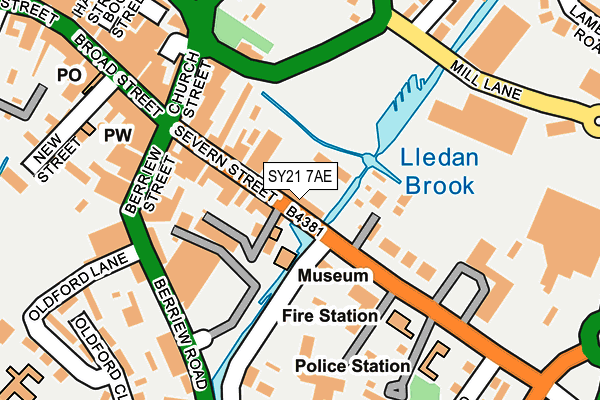 SY21 7AE map - OS OpenMap – Local (Ordnance Survey)