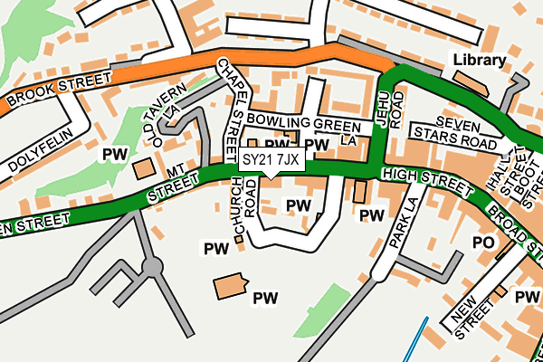 SY21 7JX map - OS OpenMap – Local (Ordnance Survey)