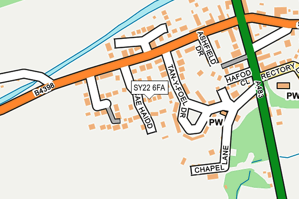 SY22 6FA map - OS OpenMap – Local (Ordnance Survey)