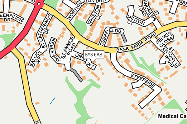 SY3 6AS map - OS OpenMap – Local (Ordnance Survey)