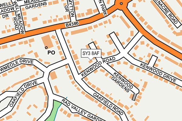 SY3 8AF map - OS OpenMap – Local (Ordnance Survey)