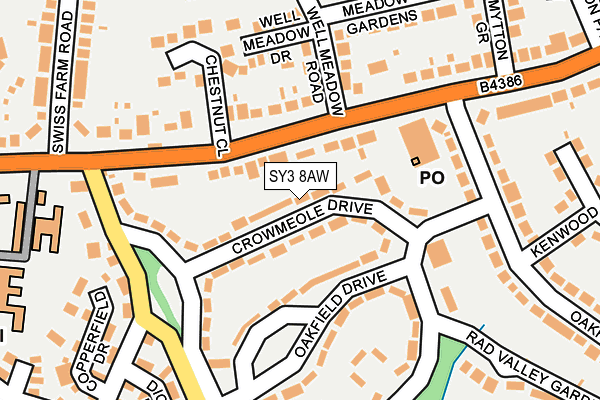 SY3 8AW map - OS OpenMap – Local (Ordnance Survey)