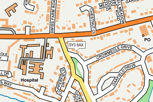 SY3 8AX map - OS OpenMap – Local (Ordnance Survey)