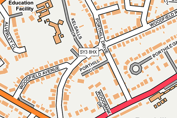 SY3 8HX map - OS OpenMap – Local (Ordnance Survey)