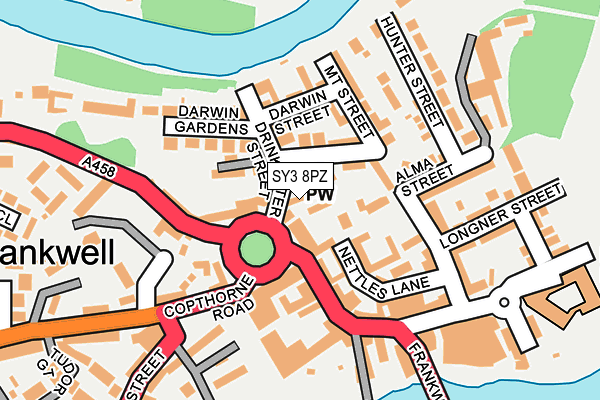 SY3 8PZ map - OS OpenMap – Local (Ordnance Survey)