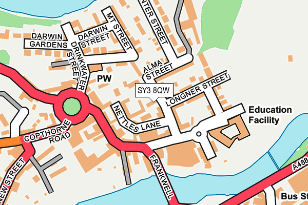 SY3 8QW map - OS OpenMap – Local (Ordnance Survey)