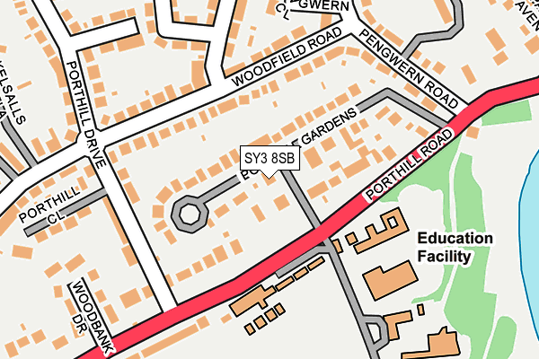 SY3 8SB map - OS OpenMap – Local (Ordnance Survey)