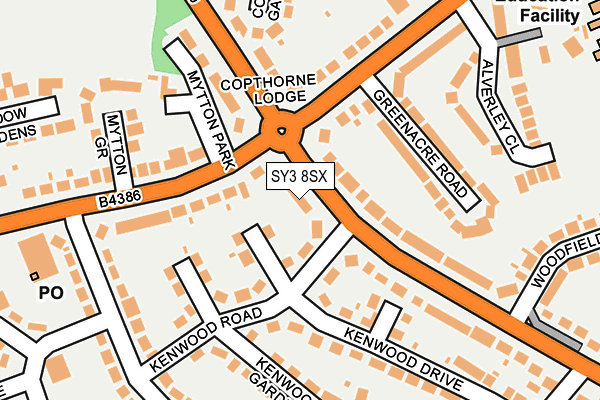 SY3 8SX map - OS OpenMap – Local (Ordnance Survey)